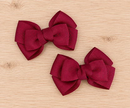 Lazos mini dobles para el pelo - Burdeos