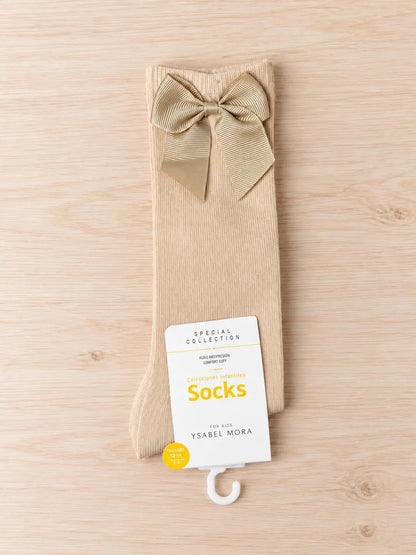 calcetines beige con lazo