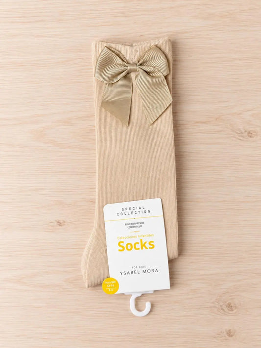 calcetines beige con lazo