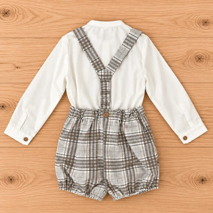 Conjunto niño de cuadros con tirantes