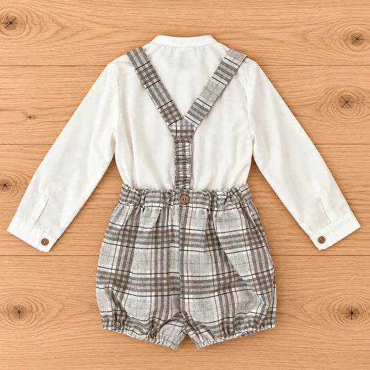 Conjunto niño de cuadros con tirantes