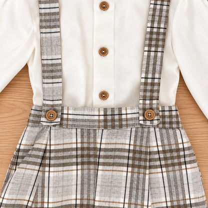Conjunto niño de cuadros con tirantes