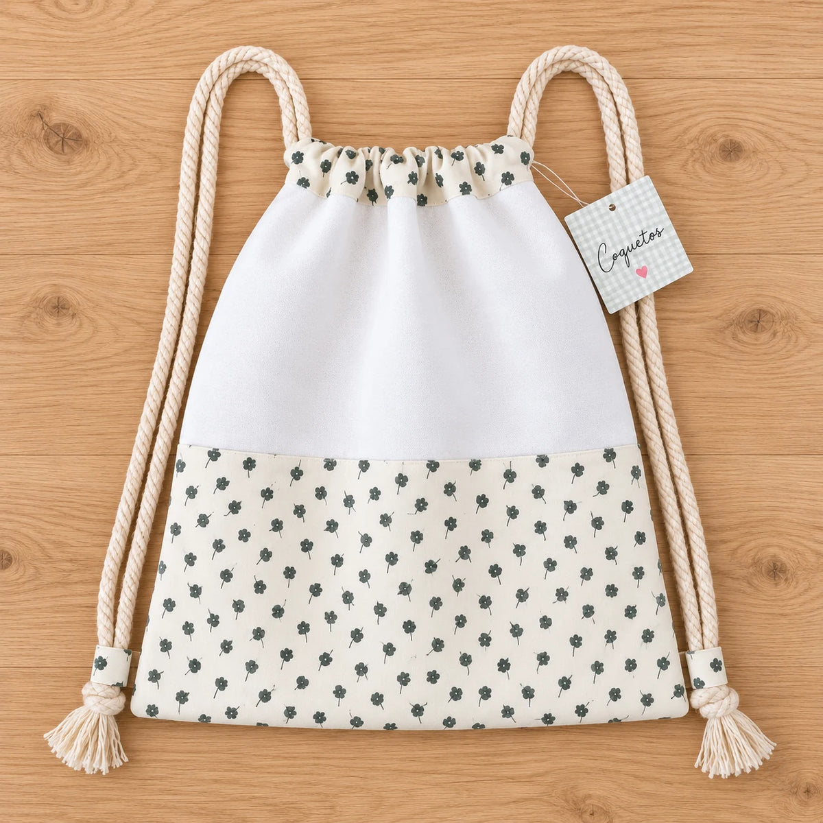 Mochila infantil de cuerdas artesanal - flores