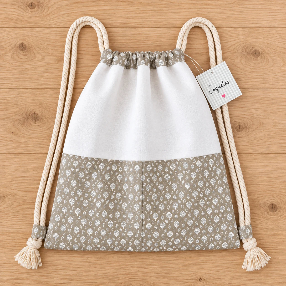 Mochila infantil de cuerdas artesanal - flores