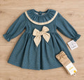 Vestido bebé azul petróleo con lazo